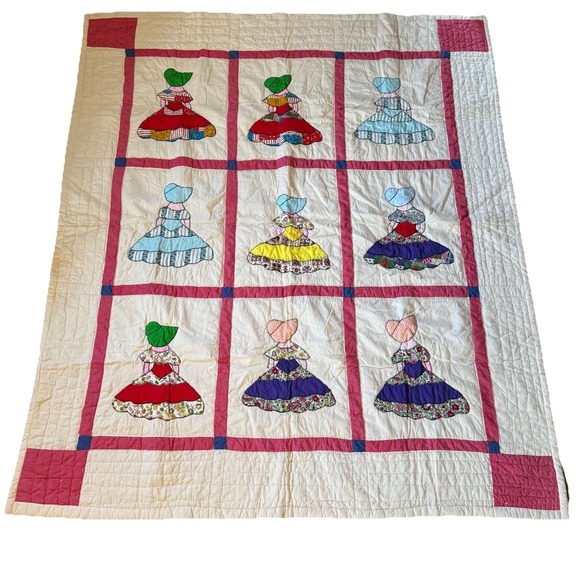 Vintage Handmade Quilt Sunbonnet Sue Southern Belle 71